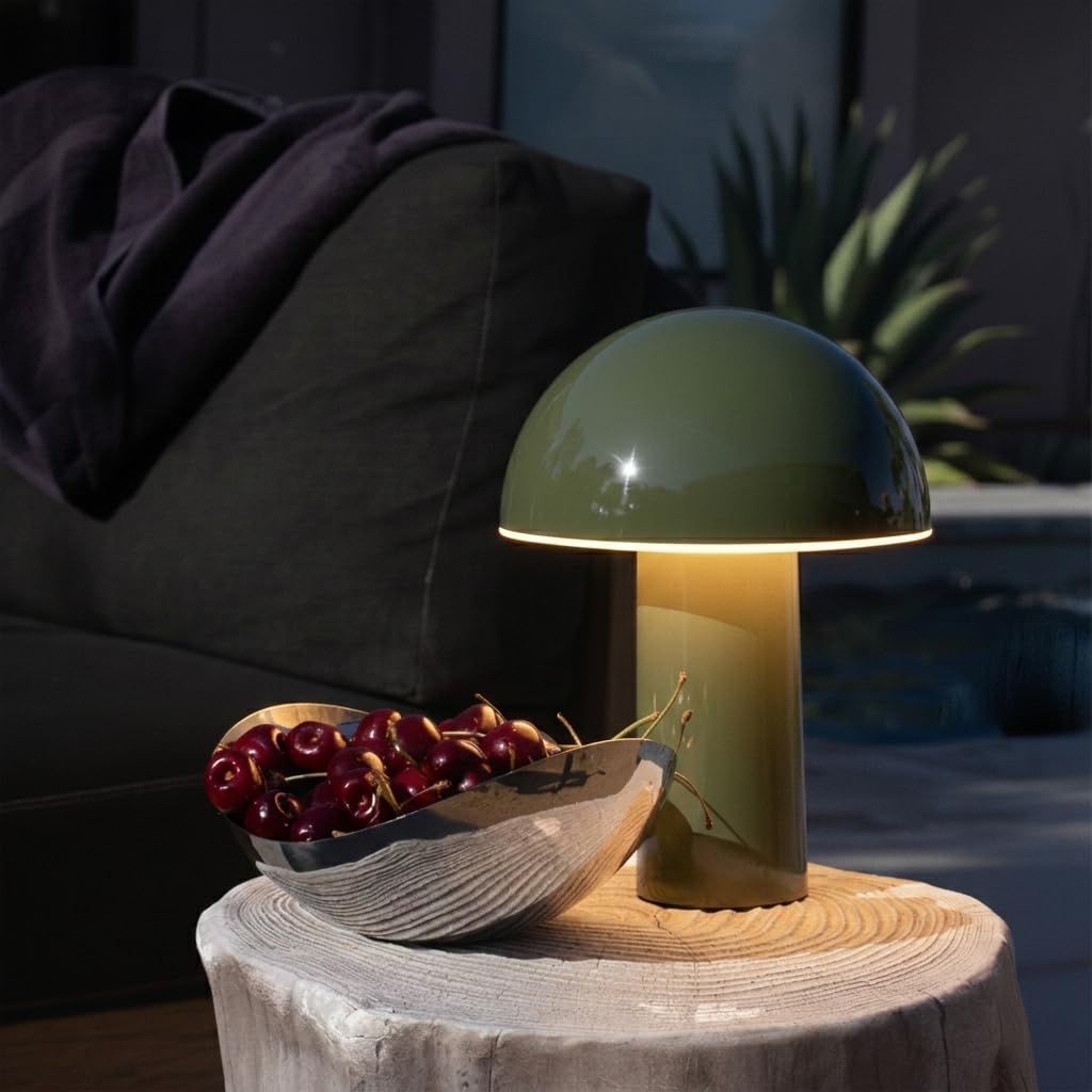 Celia Table Lamp - 10" Touch-Controlled Mushroom Accent Lamp, Cordless & Dimmable LED, Portable Bedside Accent Light