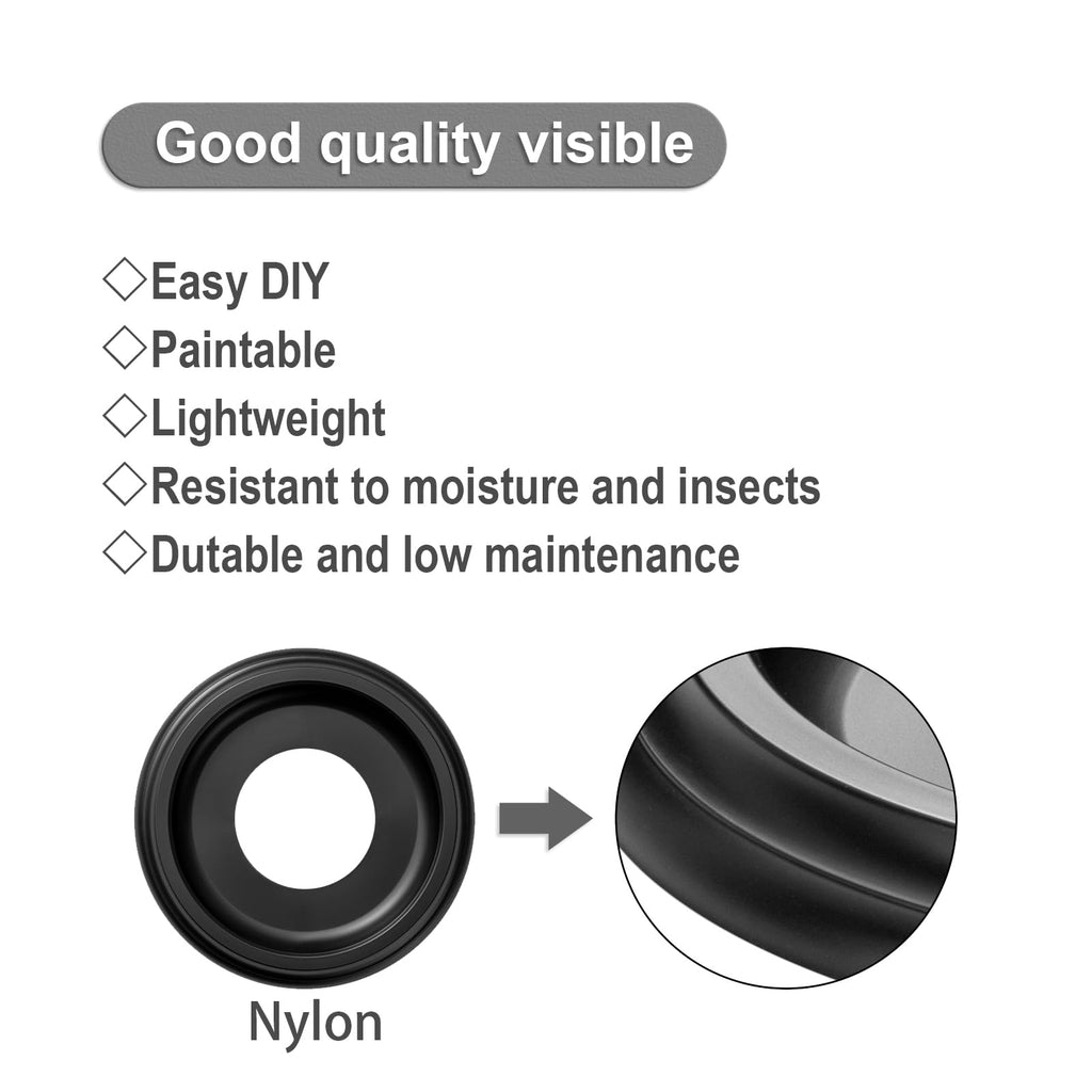 2 Pack Black Molded Nylon Ceiling Medallion for Light Fixtures