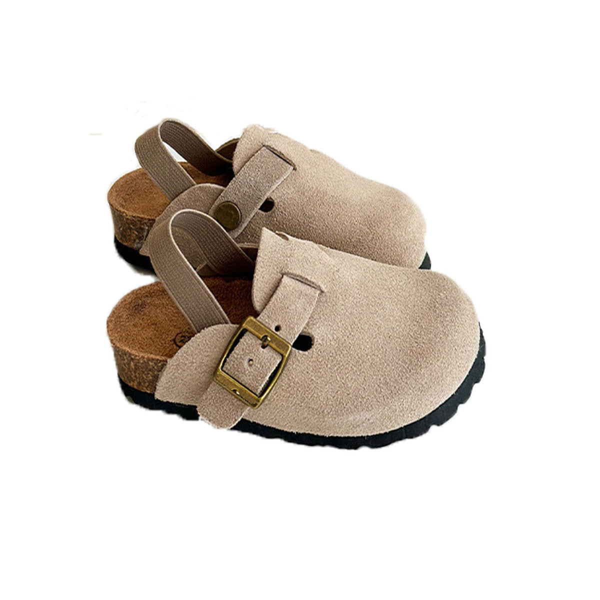 Kids Suede Clogs Toddler Clogs Boys Girls Sandals Cork Adjustable Buckle Mules