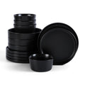 Lain Celina Stoneware 12-Piece Dinnerware Set, Cereal and Pasta Bowls, Black, Coupe