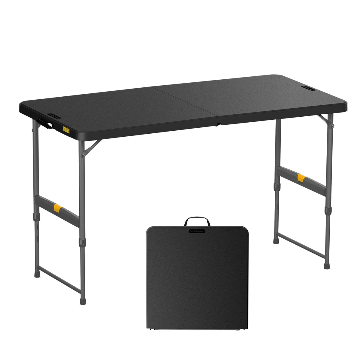 Folding Table 4 Foot Quick Adjust Portable Plastic 4 Heights