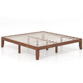 14 Inches Wood Platform Bed Frame King Size, Wooden Mattress Foundation with Rubber Wood Frame, Strong Wooden Slat