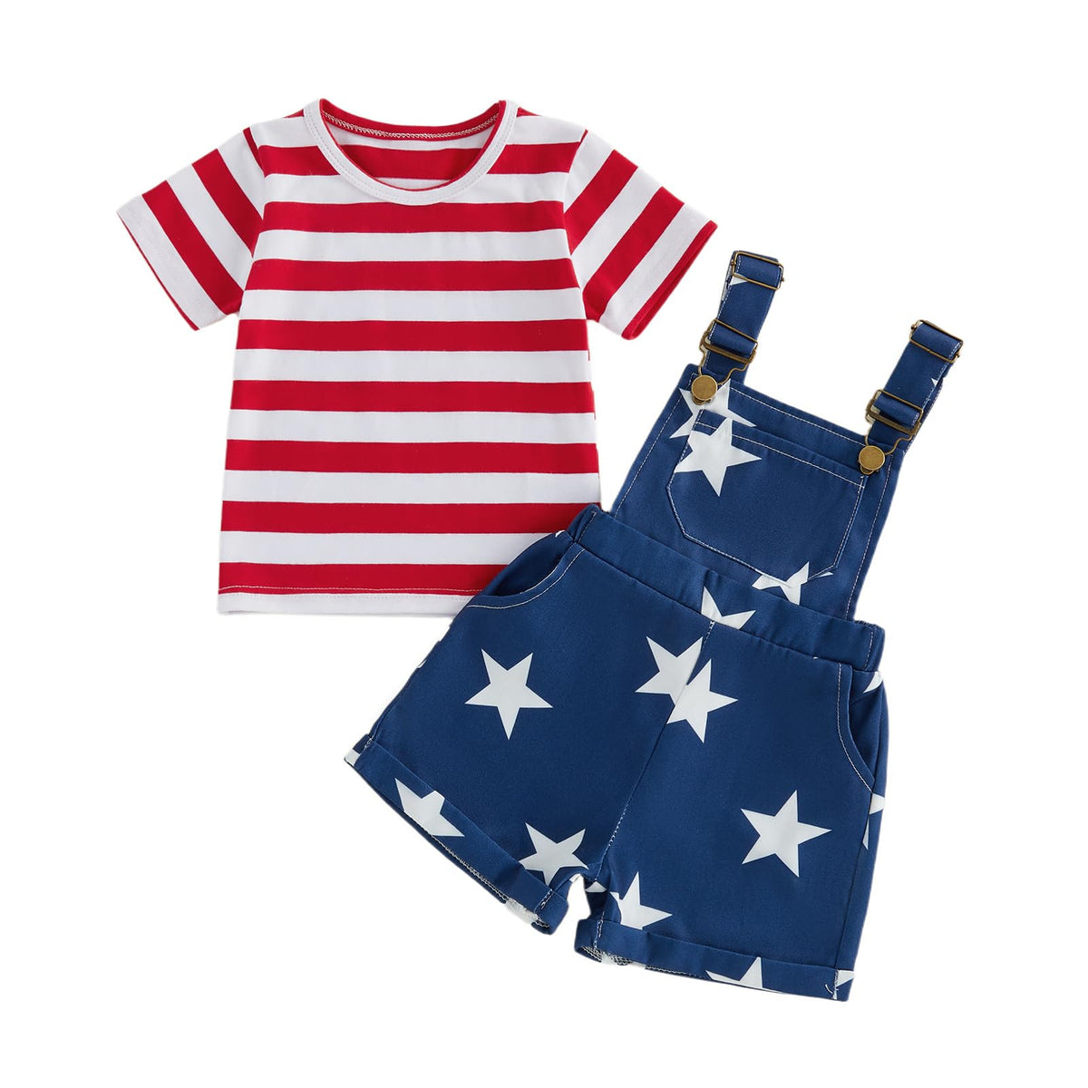 Toddler Baby Girls Summer Outfits T-Shirt Overalls Shorts Set