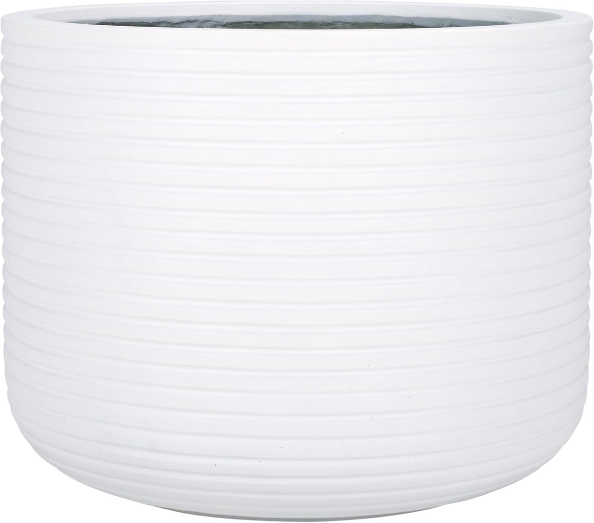 Outdoor - Nardo White Cement Ficonstone Planter Pot with Drainage Hole, Frost Resistant Garden Planter , Deck
