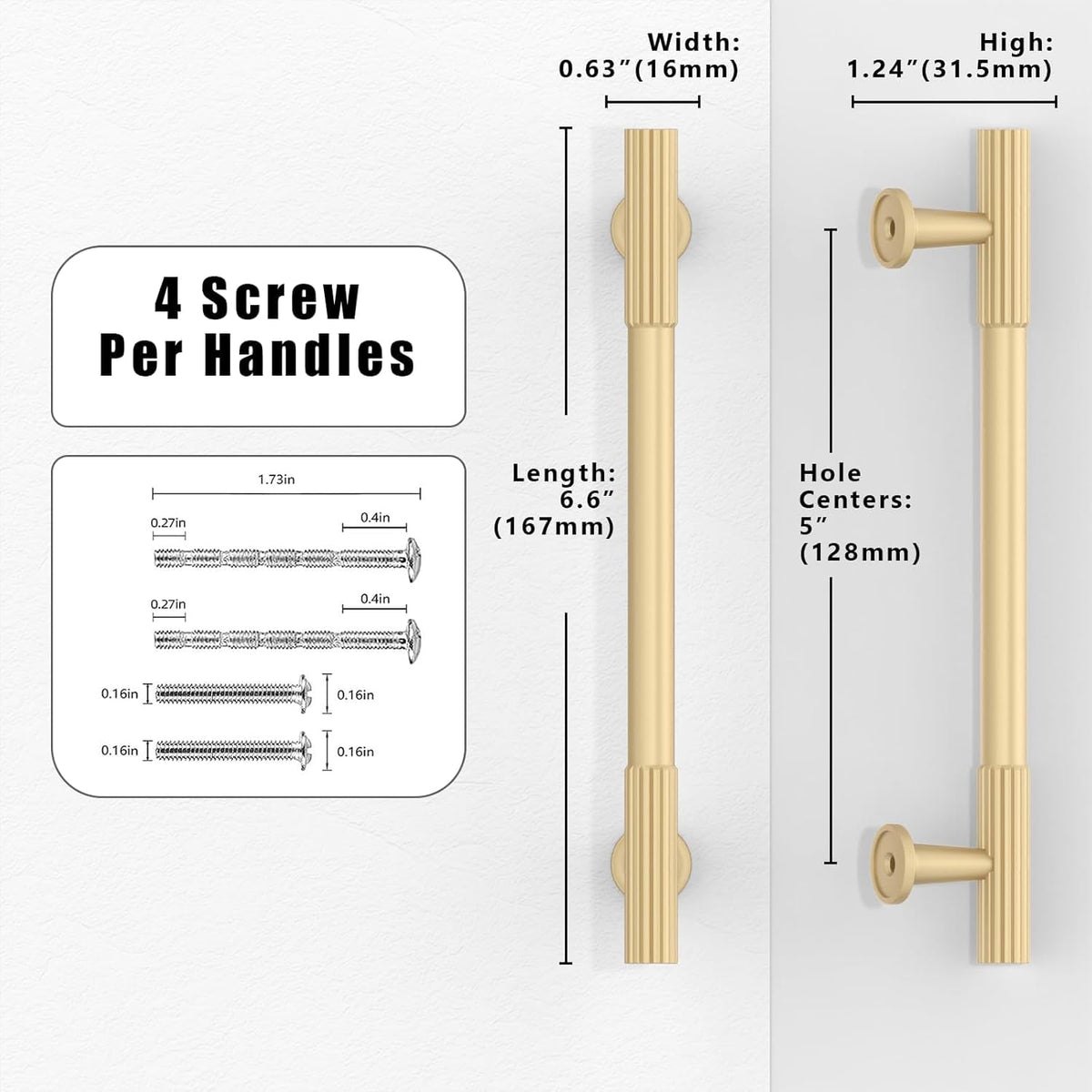 5 Pack Brushed Gold Cabinet Pulls 5 Inch(128mm) Kitchen Cabinet Handles Cabinet Hardware for Drawer Pulls