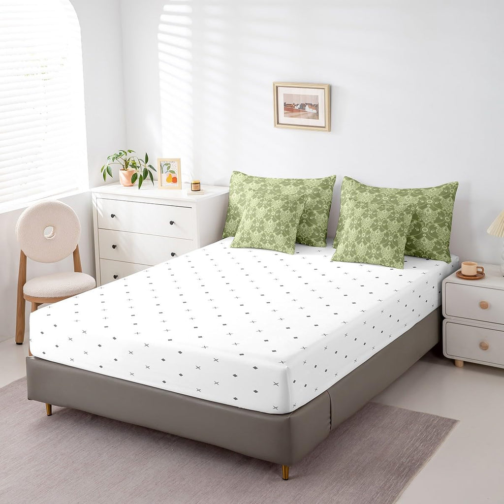 Green Vintage Damask Comforter Set with Sheets 7 Piece
