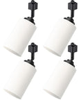4 Pack H Type Track Lighting Heads, E26 Frosted Glass, Black