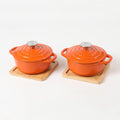 Enameled Cast Iron Mini Dutch Oven,Dia5.51inch,23oz, Set of 2 Orange