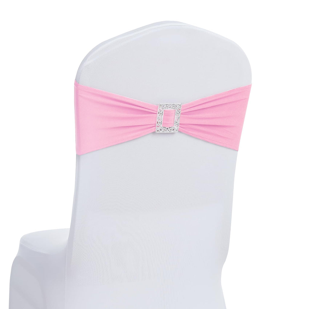 60 PCS Spandex Chair Sashes Bows Stretch Chair Cover Band with Buckle Slider Universal Elastic Chair Ties for Wedding