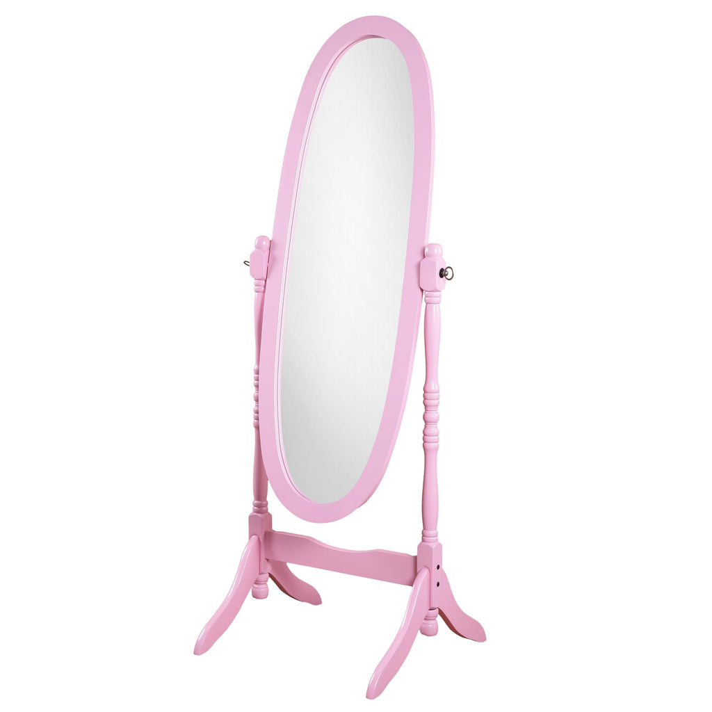 Queen Anna Style Floor Cheval Mirror, Pink