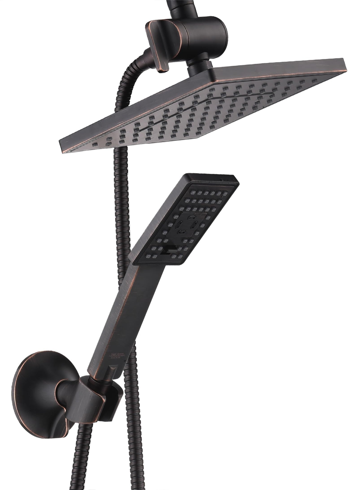 Rain Shower Head with Handheld Spray, 8 Inch Rainfall Shower Head Combo with 60" Hose, Adjustable Dual Square