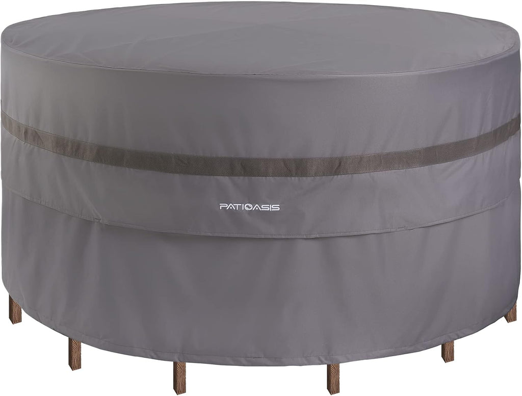 Waterproof Patio 4-6 Piece Chairs and Round Table Cover 76'' Dia All Weather Proof 600D Oxford Gray Outdoor Furniture