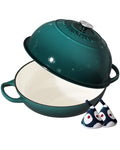 Enameled Cast Iron Dutch Oven for Bread Baking, 6QT Meatloaf Pan, Green