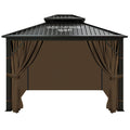 10x10 Gazebo Curtains Outdoor Waterproof, 4 Panel Sidewalls, Mocha