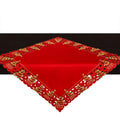 Small Christmas Holiday Red Holly Tree Tablecloth, Square 33 by 33 Inch