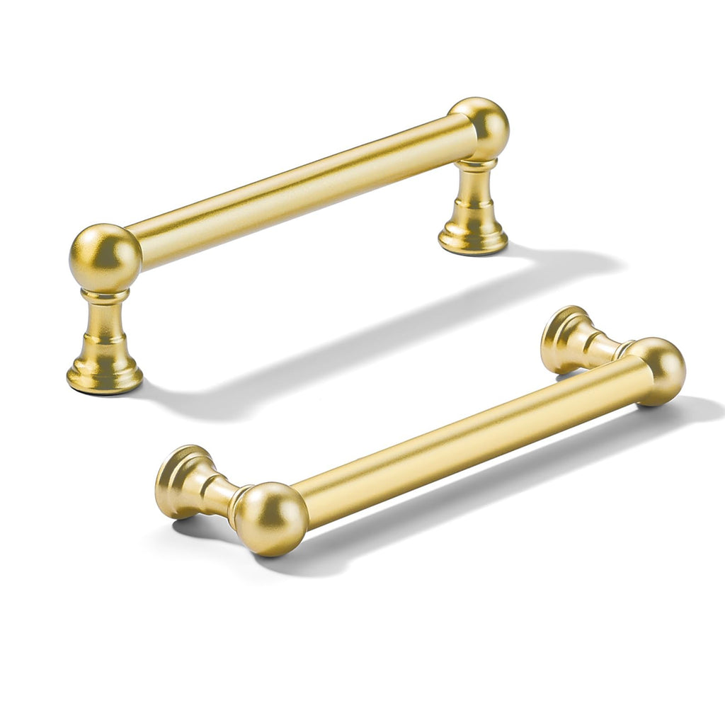 10 Pack 3-3/4 inch Hole Center Matte Satin Gold Cabinet Pulls Heavy Duty Solid Cabinet Handles cabinets Dressers