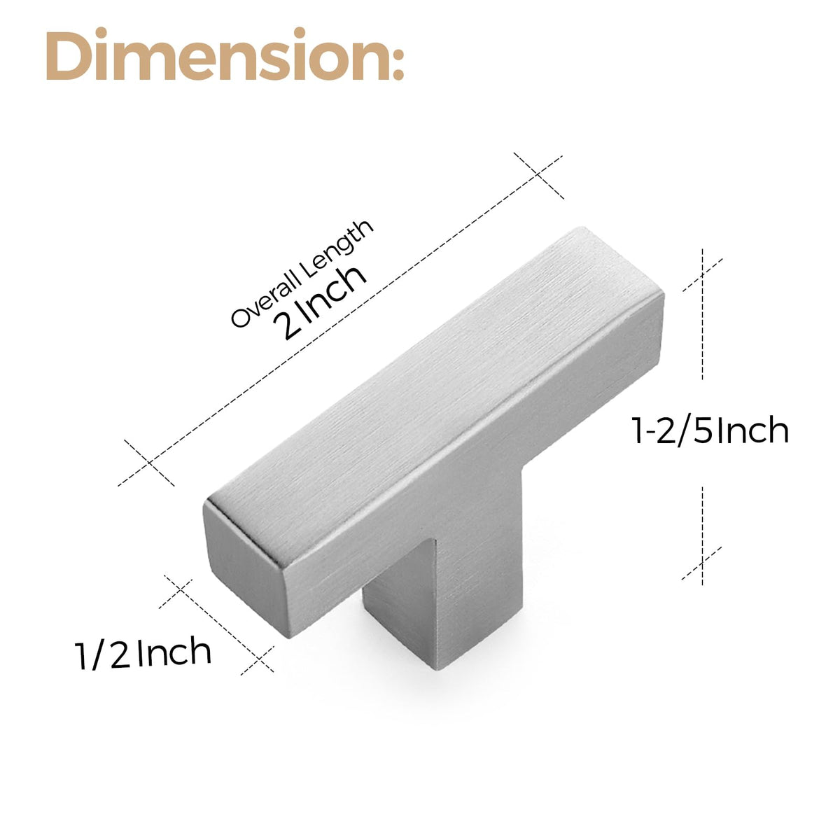Brushed Nickel Square Cabinet Handles & Pulls,2 Inch Length,30 Pack