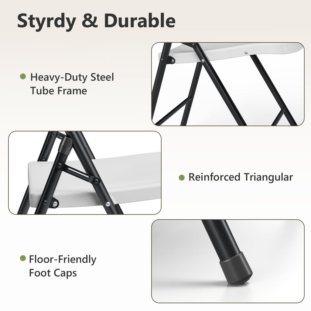 Folding Chairs 6 Pack, Outdoor Folding Chairs for Outside Indoor, Portable 350 lbs Capacity Heavy Duty Plastic Metal