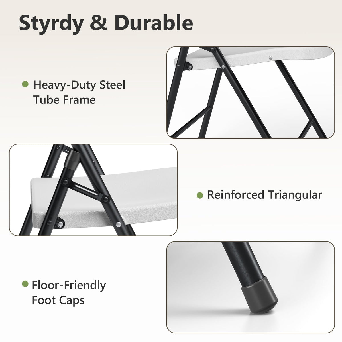 Folding Chairs 6 Pack, Outdoor Folding Chairs for Outside Indoor, Portable 350 lbs Capacity Heavy Duty Plastic Metal