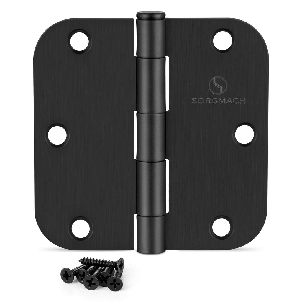 Door Hinges 3 1/2 Inch Matte Black 3.5 Inch Interior Hinges 5/8" Radius Round Door Hinge 3 1/2 Inch Iron Hinge 3