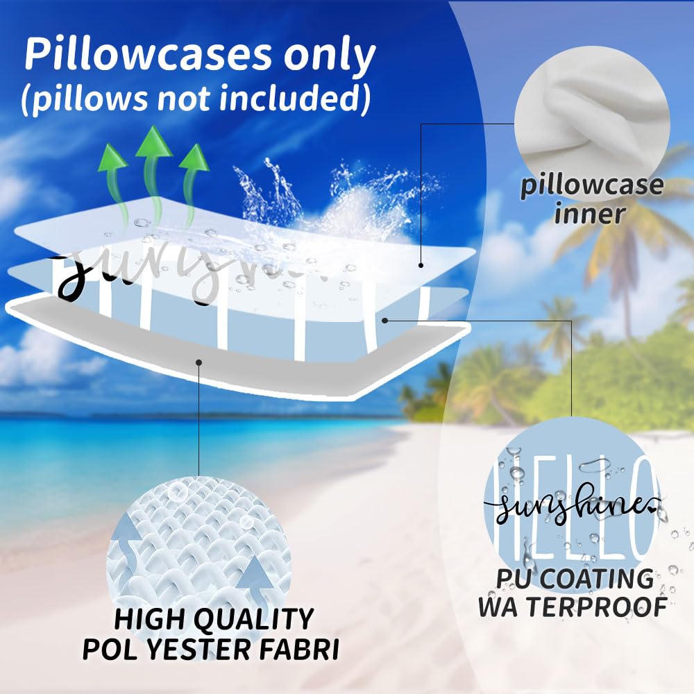 Sky Blue Outdoor Waterproof Pillow Covers 16x16 Set of 2