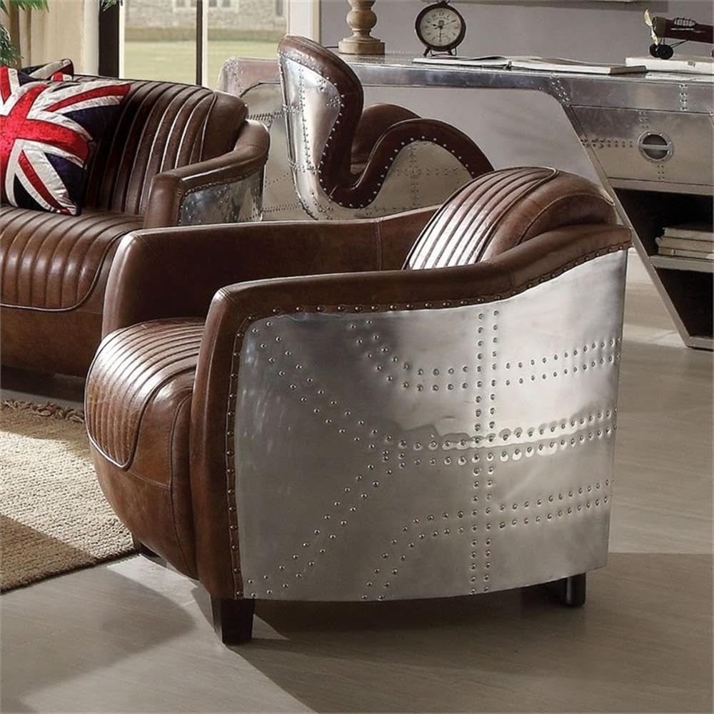 Brancaster Chair - Retro Brown Top Grain Leather & Aluminum