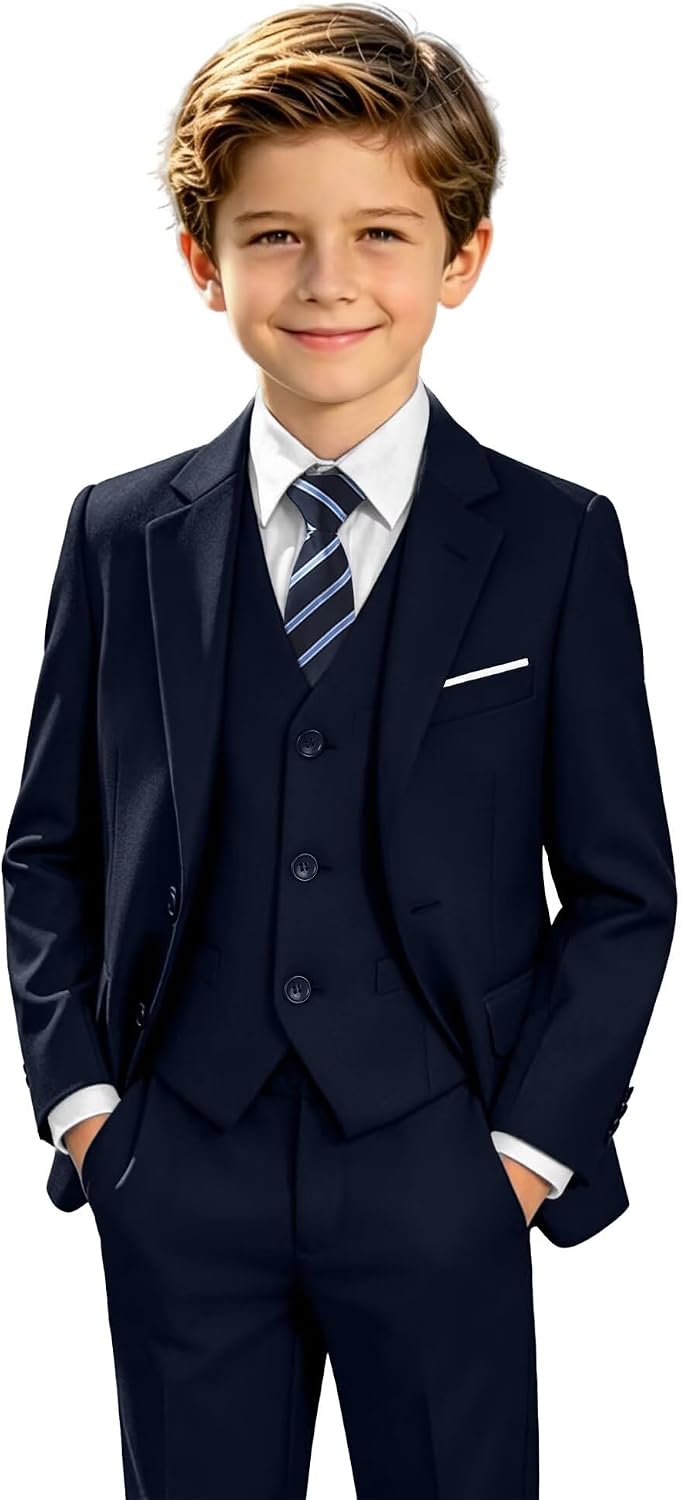 Boys Suit 4 Pieces Slim Fit Set Suits Kids Formal Wedding Tuxedo Outfit