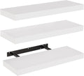 Floating Shelves, Wall Shelves /Living Room/Bedroom/Kitchen Decor, White Shelves with Invisible Brackets Set of 3