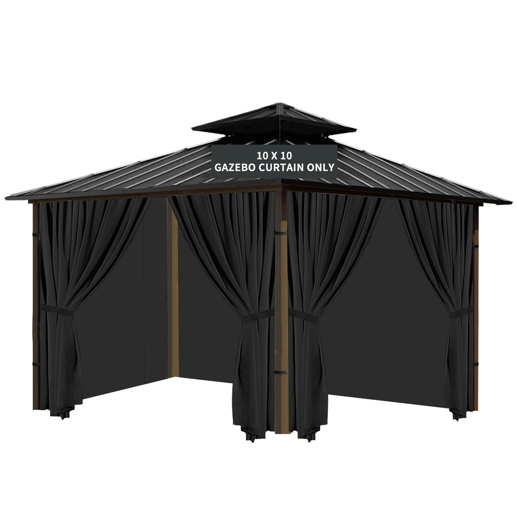 Gazebo Universal Replacement Privacy Curtain, 10'X10' Gazebo Curtains Outdoor Waterproof, 4-Panels Sidewall with
