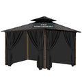 Gazebo Universal Replacement Privacy Curtain, 10'X10' Gazebo Curtains Outdoor Waterproof, 4-Panels Sidewall with