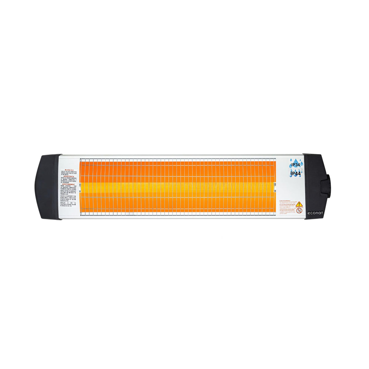 Infrared Heater, Wall or Ceiling Mount, Indoor/Outdoor Electric Patio Heater, Adjustable Thermostat, Silver
