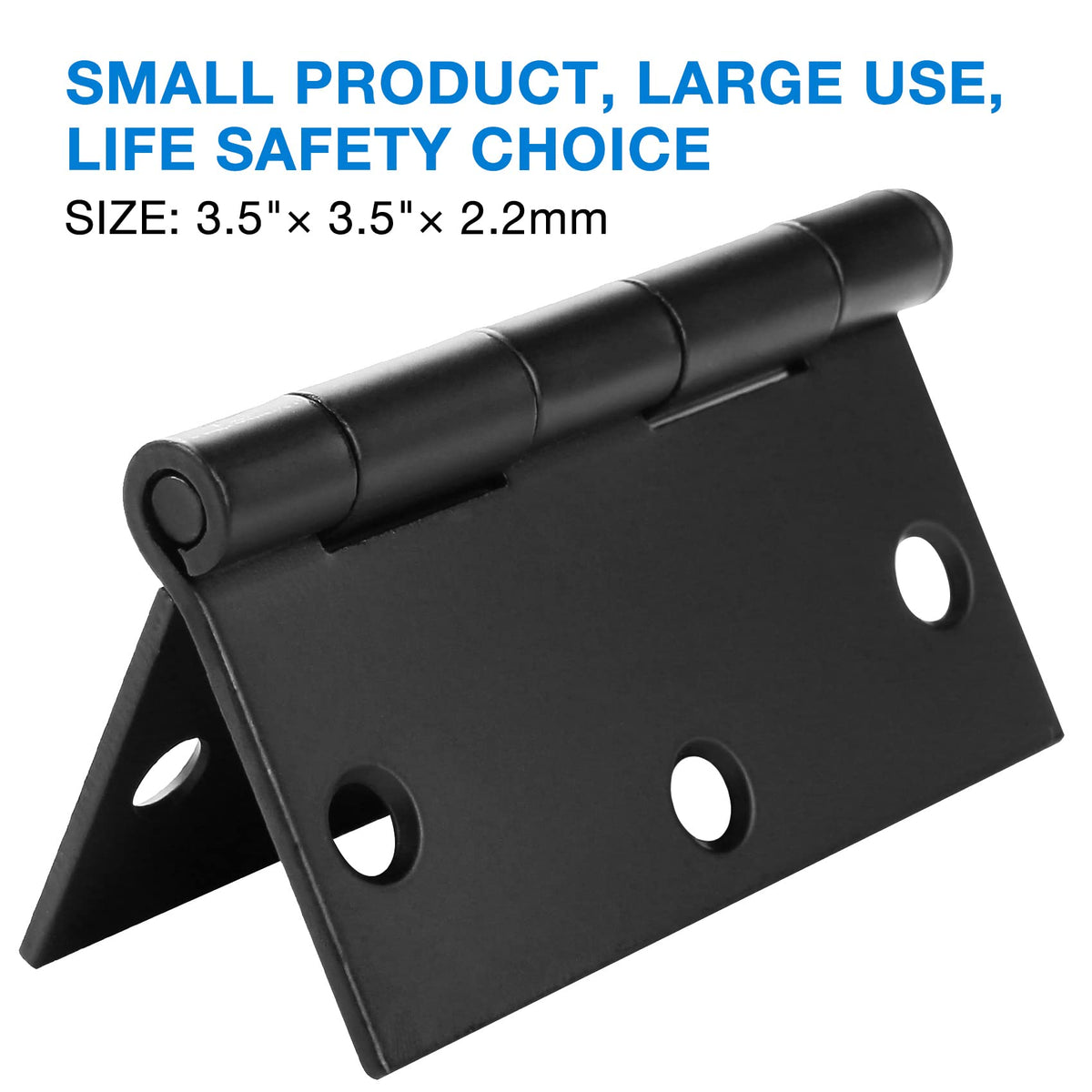 18 Pack Matte Black Door Hinges 3.5 x 3.5 Inch with Square Corners