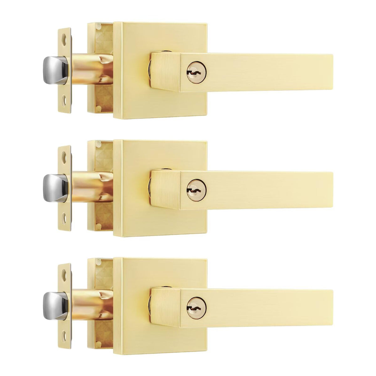 Keyed Entry Door Knob with Lock, Heavy Duty Front Door Handle