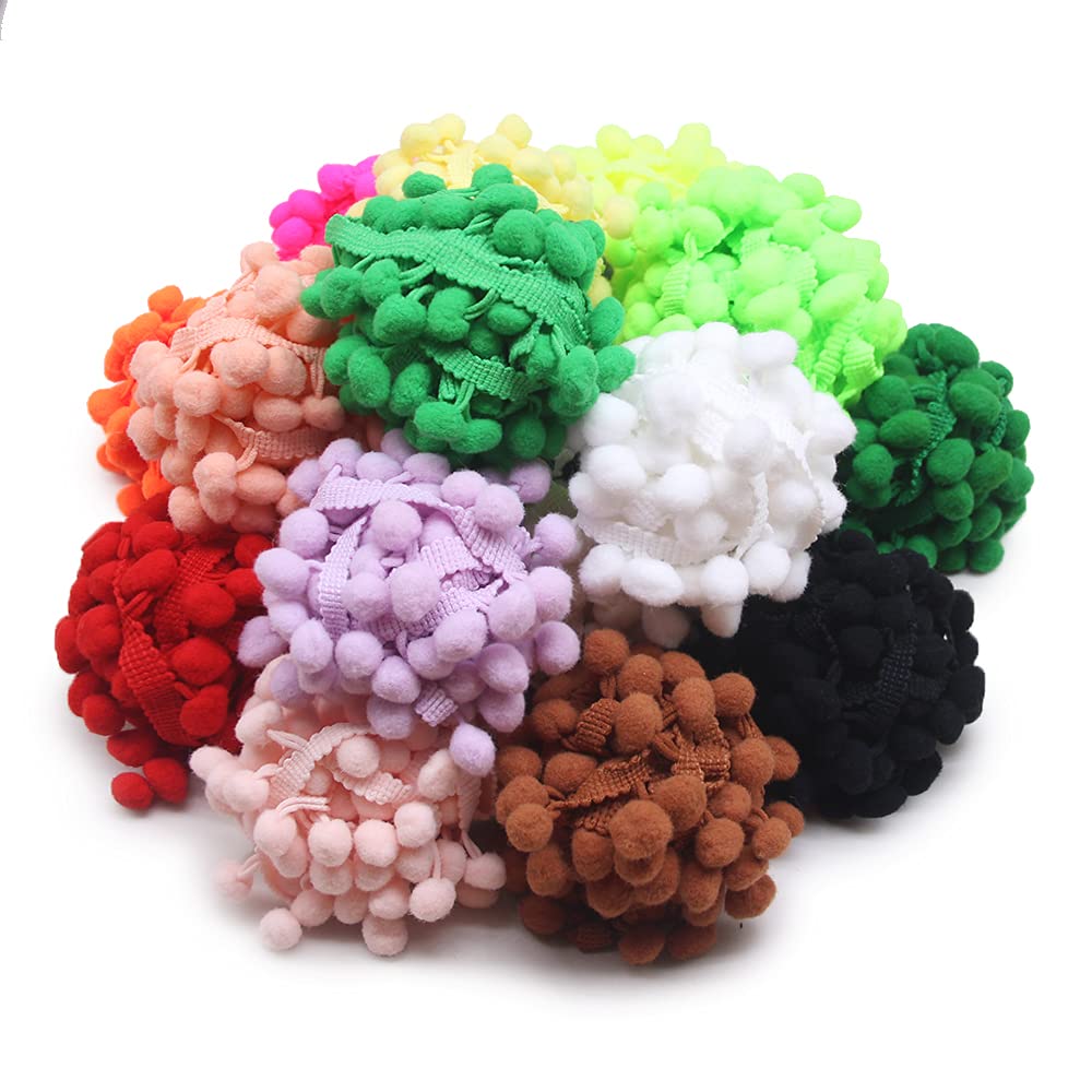 Pom Pom Trim, 1" Wide Ball Fringe (Mixed Color) - 40 Yards