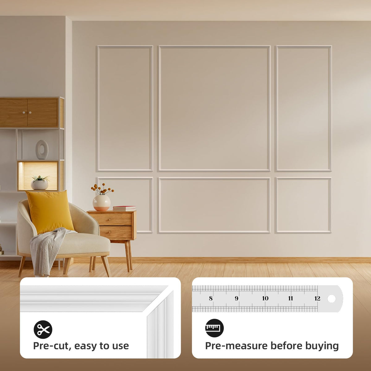 Peel and Stick Wall Molding Kit Set of 6 Frames