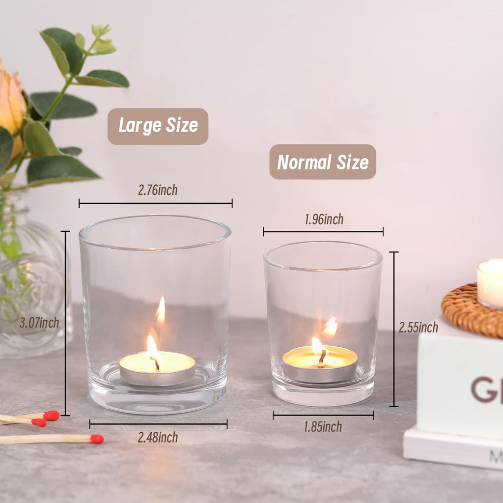 6 Pcs Large Clear Votive Candle Holder Tea Light Candle Holder Glass