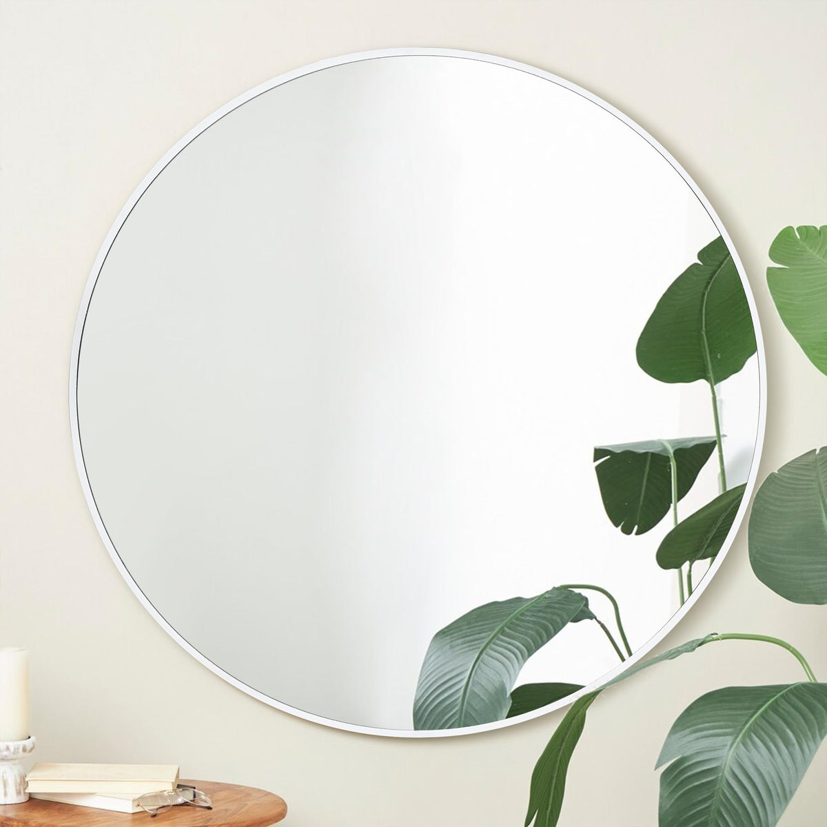24 Inch White Round Bathroom Mirror