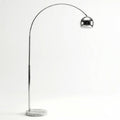 Olivia Floor Lamp - Chic Arc Lamp with Rounded Spolight Head and Marble Base, Tall Standing Lamp with LED Light Bulb
