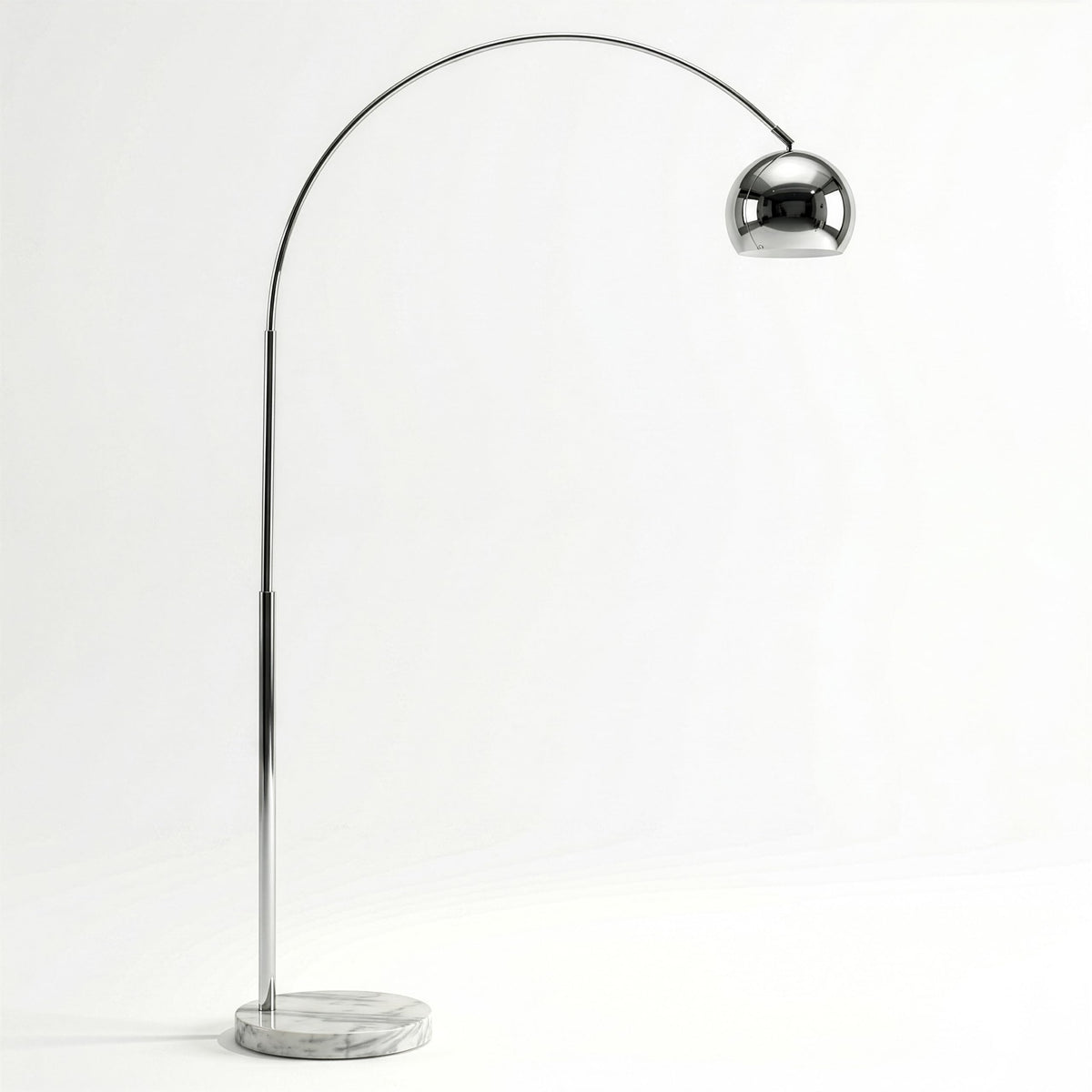 Olivia Floor Lamp - Chic Arc Lamp with Rounded Spolight Head and Marble Base, Tall Standing Lamp with LED Light Bulb