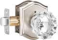 Glass Crystal Door Knob Interior with Lock, Privacy Brushed Nickel Door Knob Bedroom, Satin Nickel