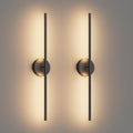 28In Black Wall Sconce Set of Two Hardwired 3000K LED Modern Wall Light Fixture 360° Rotatable for Living Room