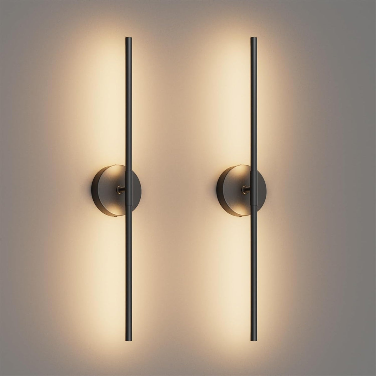 28In Black Wall Sconce Set of Two Hardwired 3000K LED Modern Wall Light Fixture 360° Rotatable for Living Room