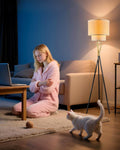 Gold Tripod Floor Lamp, Modern Floor Lamp, Standing Lamp with Linen Shade, E26 Bulb Included, 66" Tall Floor Lamps