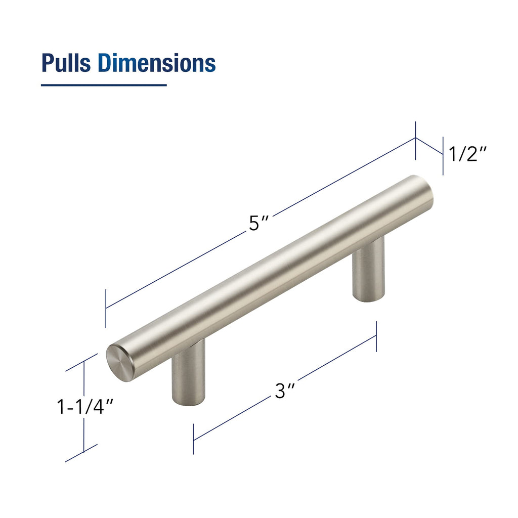 Brushed Nickel Cabinet Pulls, Drawer Pulls, 3 Inch CC, 30 Pack