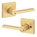 Casey Interior Privacy Door Handle with Lock, Door Lever , Satin Brass Reversible Keyless Push Button Lock Door Lever