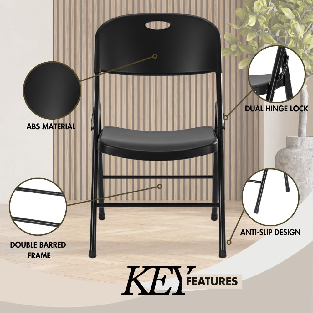 4-Pack Heavy Duty Plastic Folding Chair, 300 lbs Capacity Foldable Chairs for Indoor Outdoor, Stackable Portable