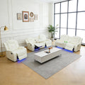 Power Leather Recliner Sofa Set with LED, Leather Living Room Set, Reclining Couch Set with USB Port/Cup