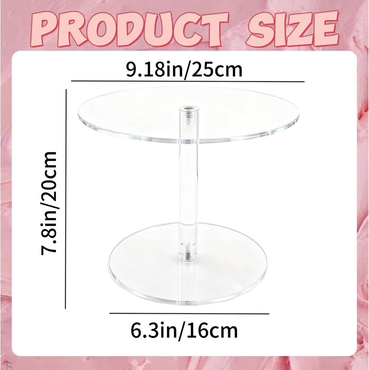 Acrylic Cake Stand for Dessert Table, 9.8 Inch Clear Round Cupcake Stand Display Riser for Birthday Party Wedding