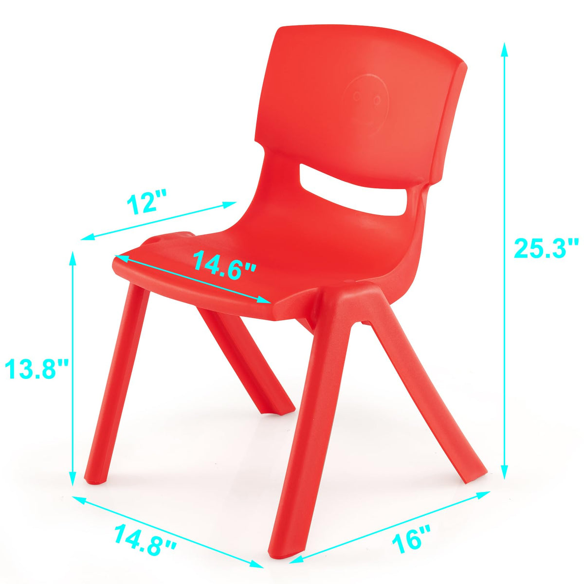 12 Pack Premium 13.8" H Plastic Stackable School Chairs - Classroom & Kids Desk Chair, Toddler & Child Lawn Seating