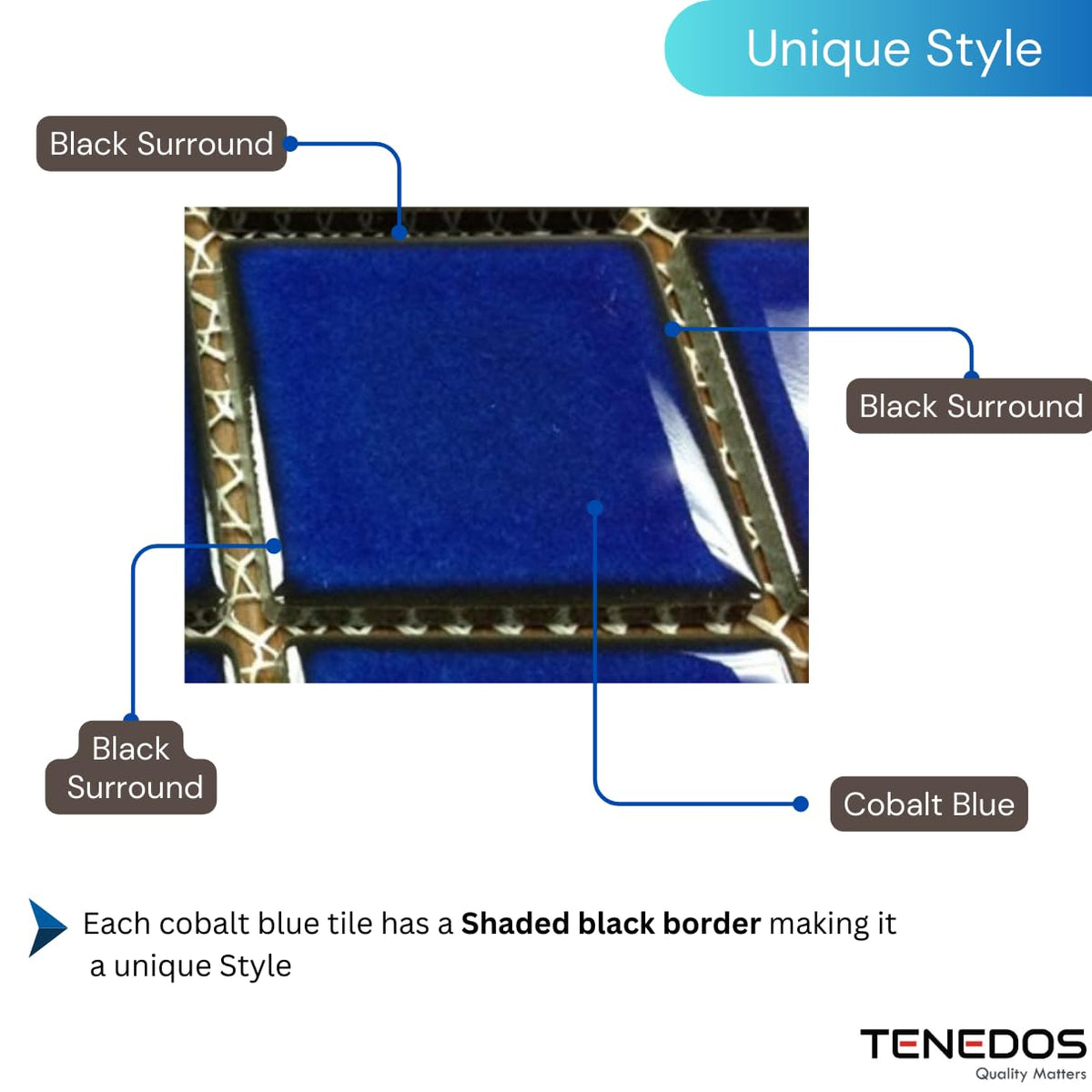3x3 Cobalt Blue Porcelain Pool Mosaic Tile - Square Pattern for Swimming Pool, Spa, Shower & Backsplash, Mesh-Mounted